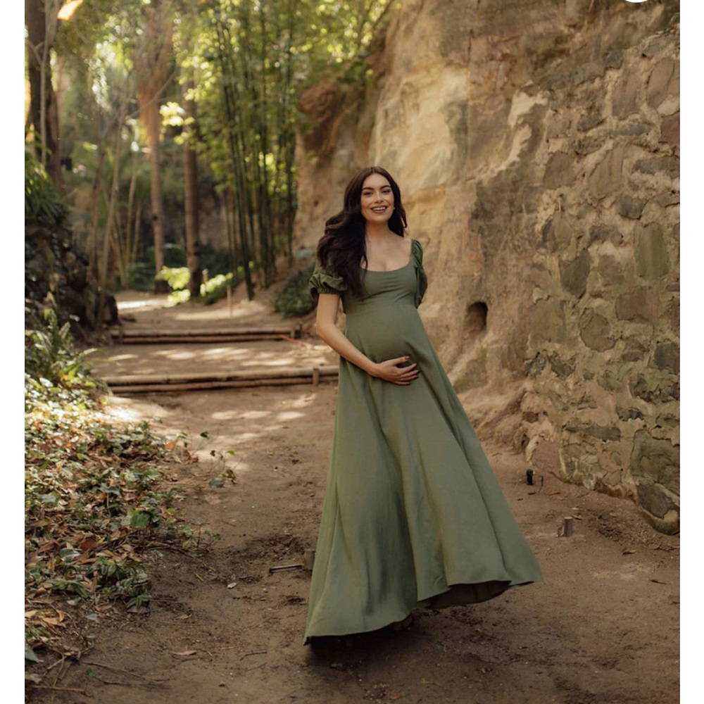 Elegant Green Maternity Dress